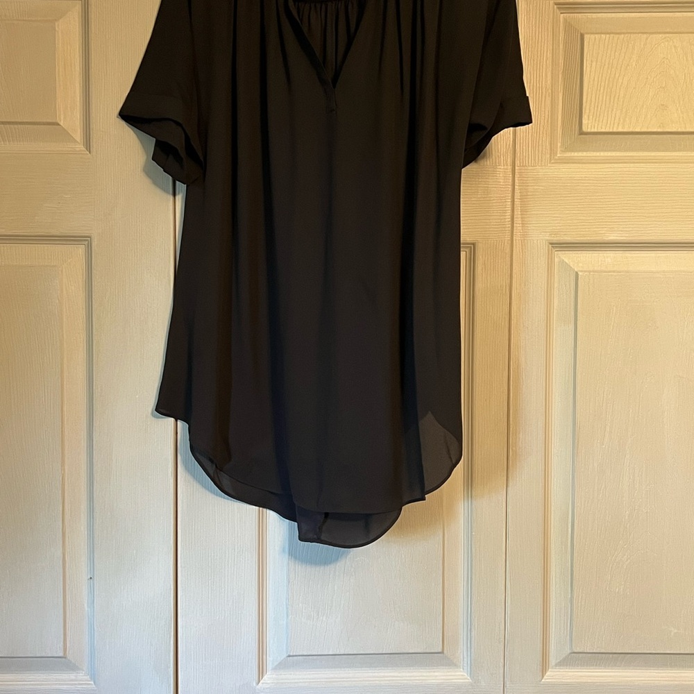 Worthington Black Relaxed Blouse with V-Neck